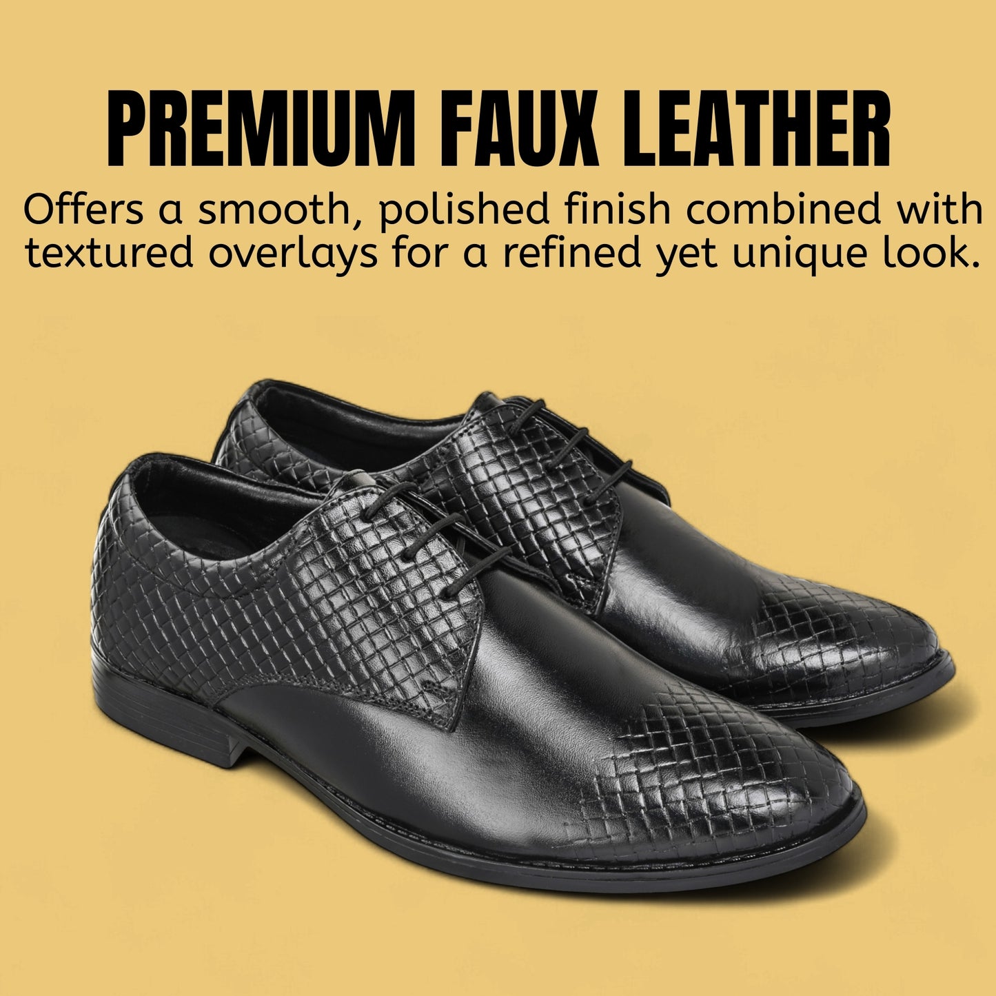 Guava Leather Derby Black Lace-Up Semi Formal Shoes for Men's GV25JA903