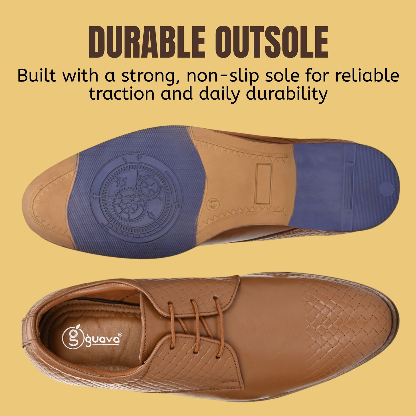 Guava Leather Derby Tan Lace-Up Semi Formal Shoes for Men's GV25JA904