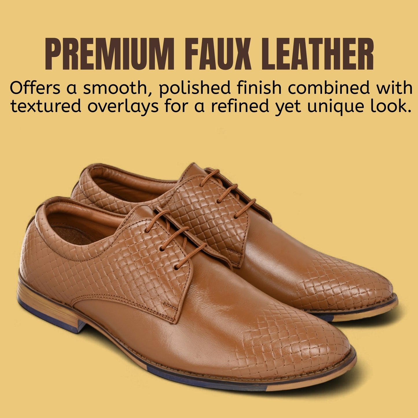Guava Leather Derby Tan Lace-Up Semi Formal Shoes for Men's GV25JA904