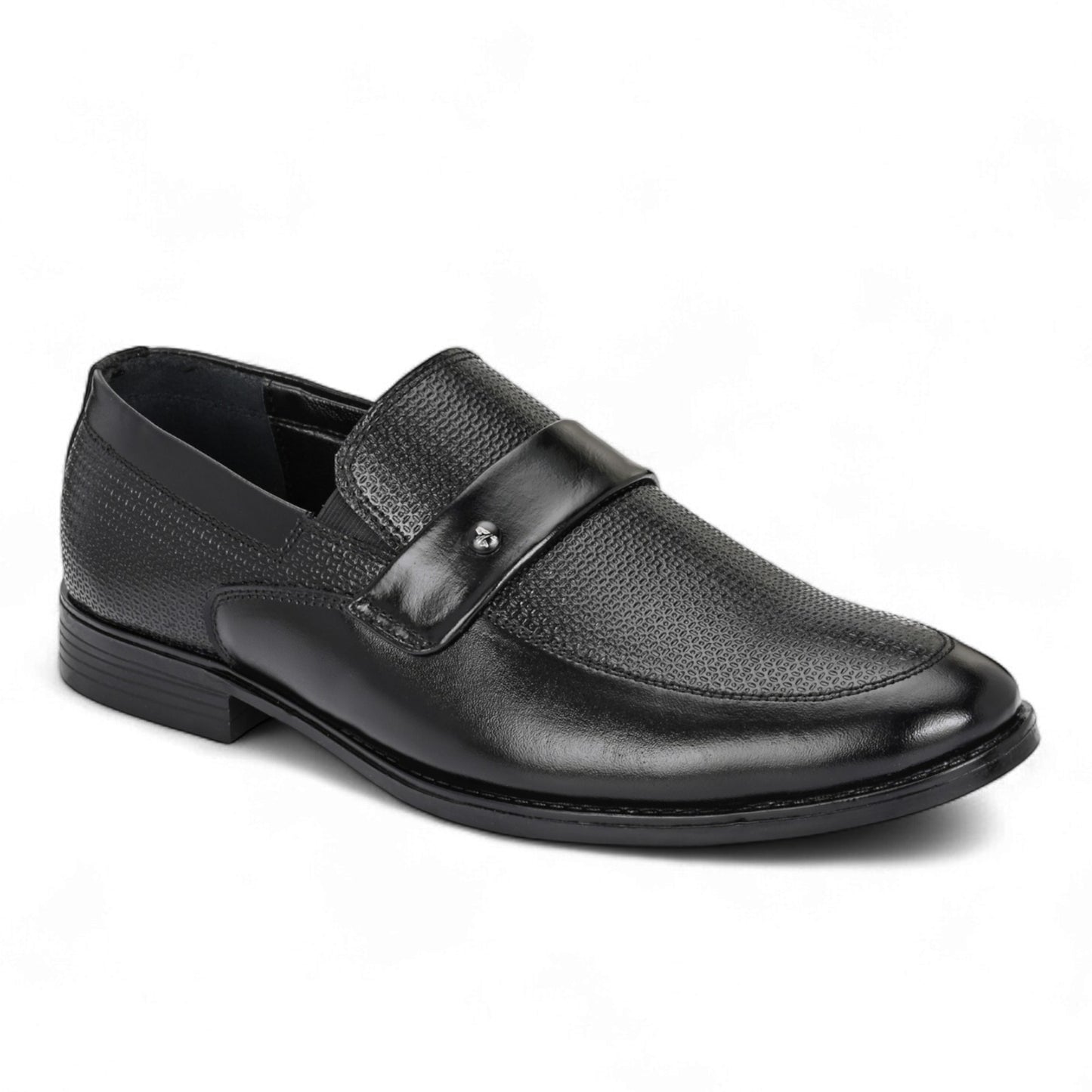 Guava Leather Mocassin Black Slip-On Semi Formal Shoes for Men's GV25JA905
