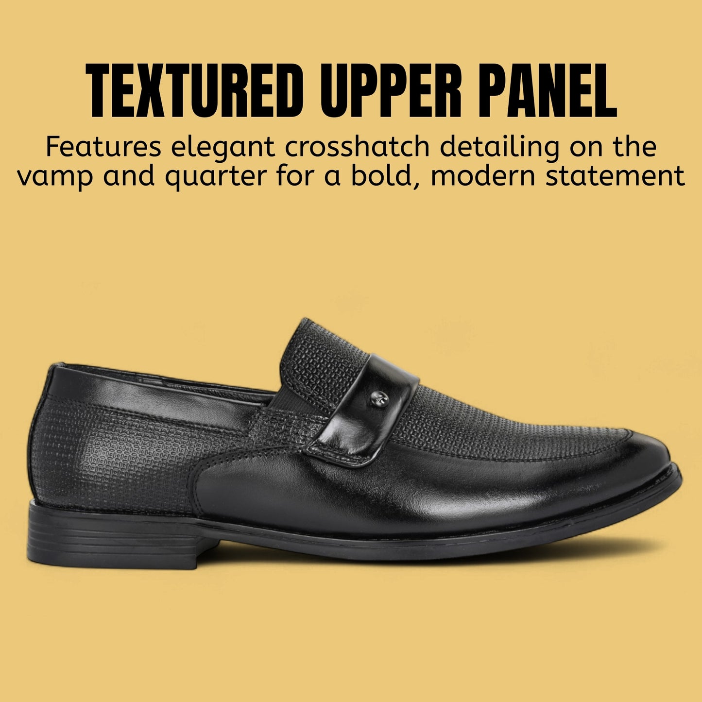 Guava Leather Mocassin Black Slip-On Semi Formal Shoes for Men's GV25JA905