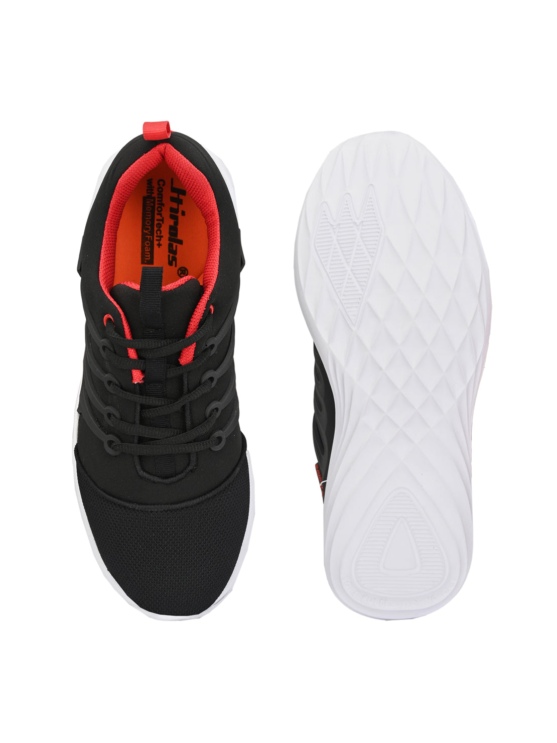 Hirolas® Men's Black Mesh Running/Walking/Gym Slip On Sport Shoes (HRL2004BLR)