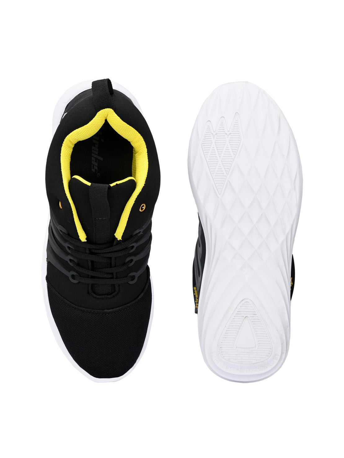 Hirolas® Men's Black Mesh Running/Walking/Gym Lace Up Sport Shoes (HRL2004BLY)