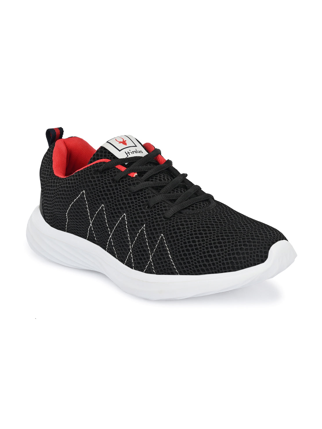Hirolas® Men's Black Mesh Running/Walking/Gym Lace Up Sport Shoes (HRL2017BLK)
