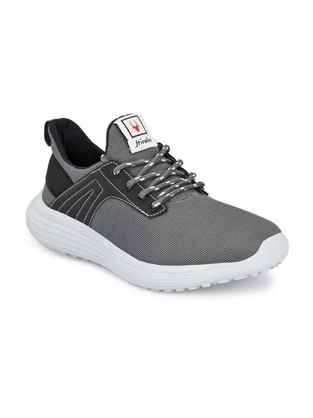 Hirolas® Men's Grey Mesh Running/Walking/Gym Lace Up Sport Shoes (HRL2020GRY)