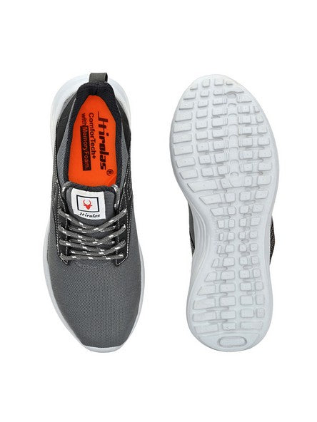 Hirolas® Men's Grey Mesh Running/Walking/Gym Lace Up Sport Shoes (HRL2020GRY)