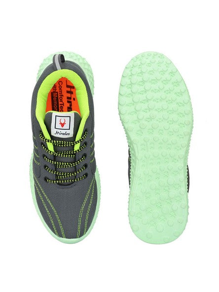 Hirolas® Men's Grey Mesh Running/Walking/Gym Lace Up Sport Shoes (HRL2022GRY)