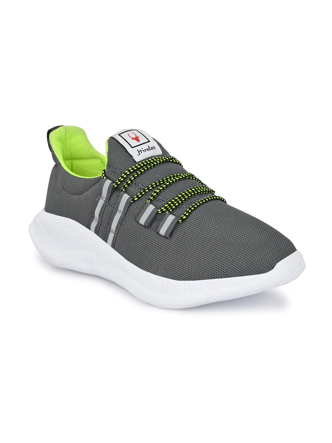 Hirolas® Men's Grey Mesh Running/Walking/Gym Lace Up Sport Shoes (HRL2023GRY)