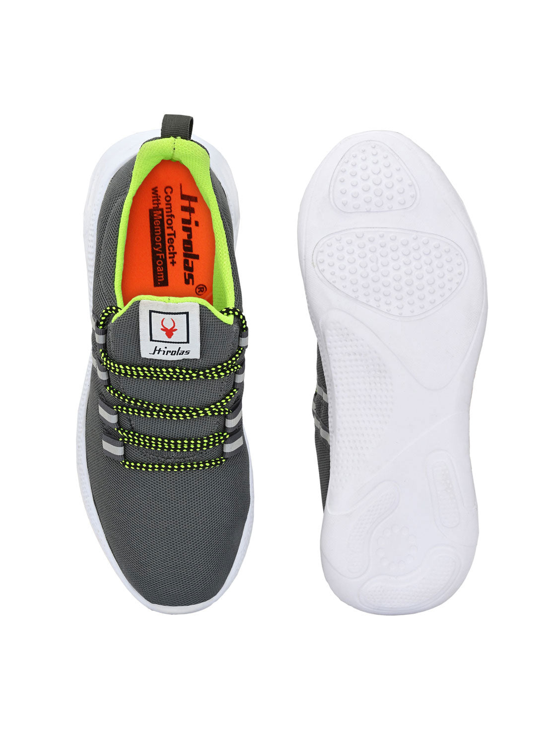 Hirolas® Men's Grey Mesh Running/Walking/Gym Lace Up Sport Shoes (HRL2023GRY)