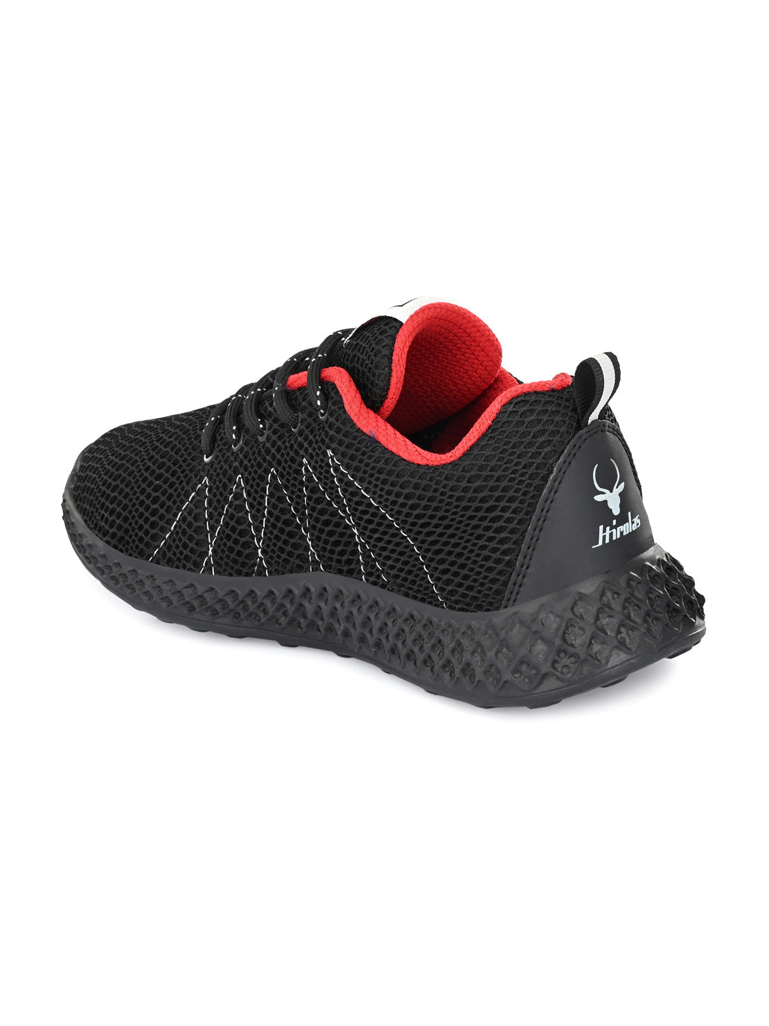 Hirolas® Men's Black Mesh Running/Walking/Gym Lace Up Sport Shoes (HRL2025BLK)