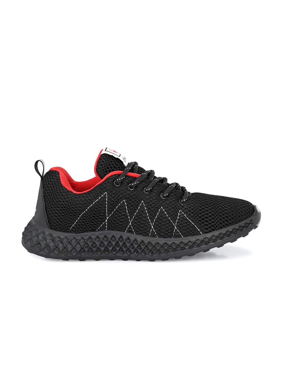 Hirolas® Men's Black Mesh Running/Walking/Gym Lace Up Sport Shoes (HRL2025BLK)