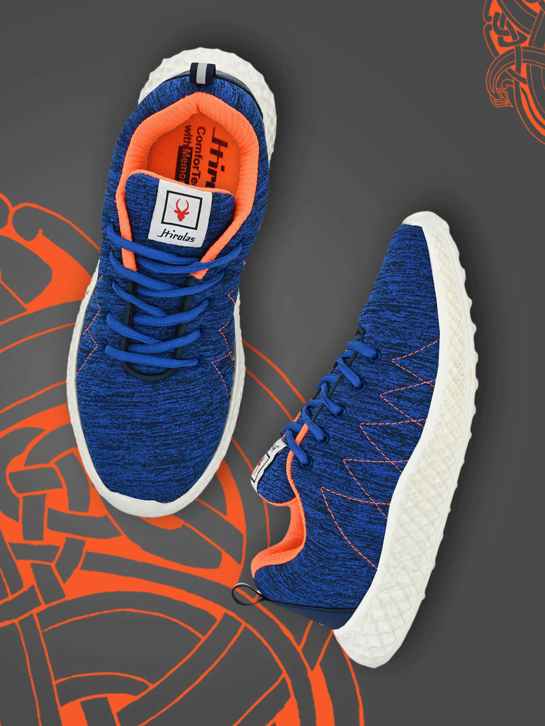 Hirolas® Men's Blue Mesh Running/Walking/Gym Lace Up Sport Shoes (HRL2025BLU)