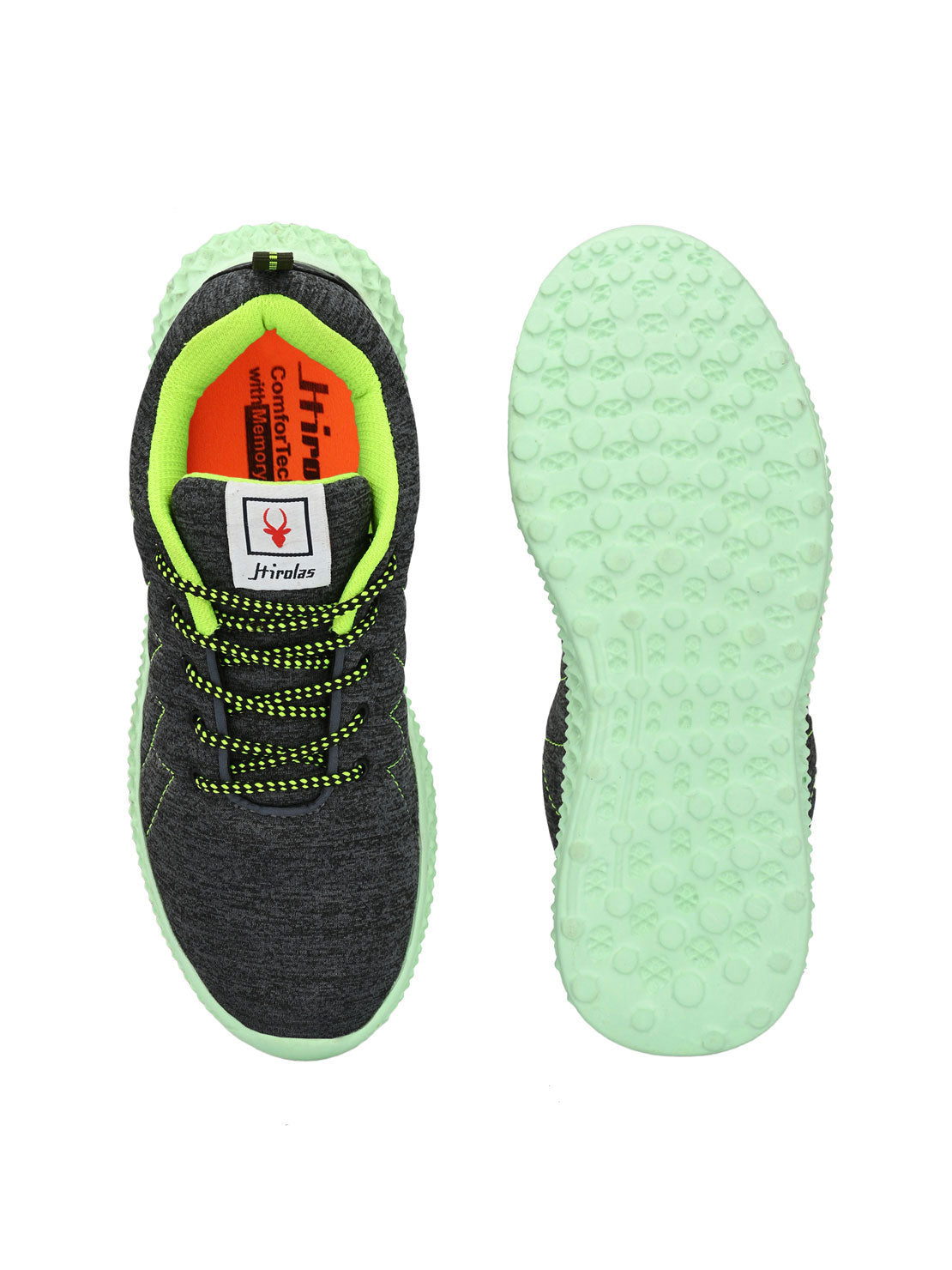 Hirolas® Men's Grey Mesh Running/Walking/Gym Lace Up Sport Shoes (HRL2025GRY)