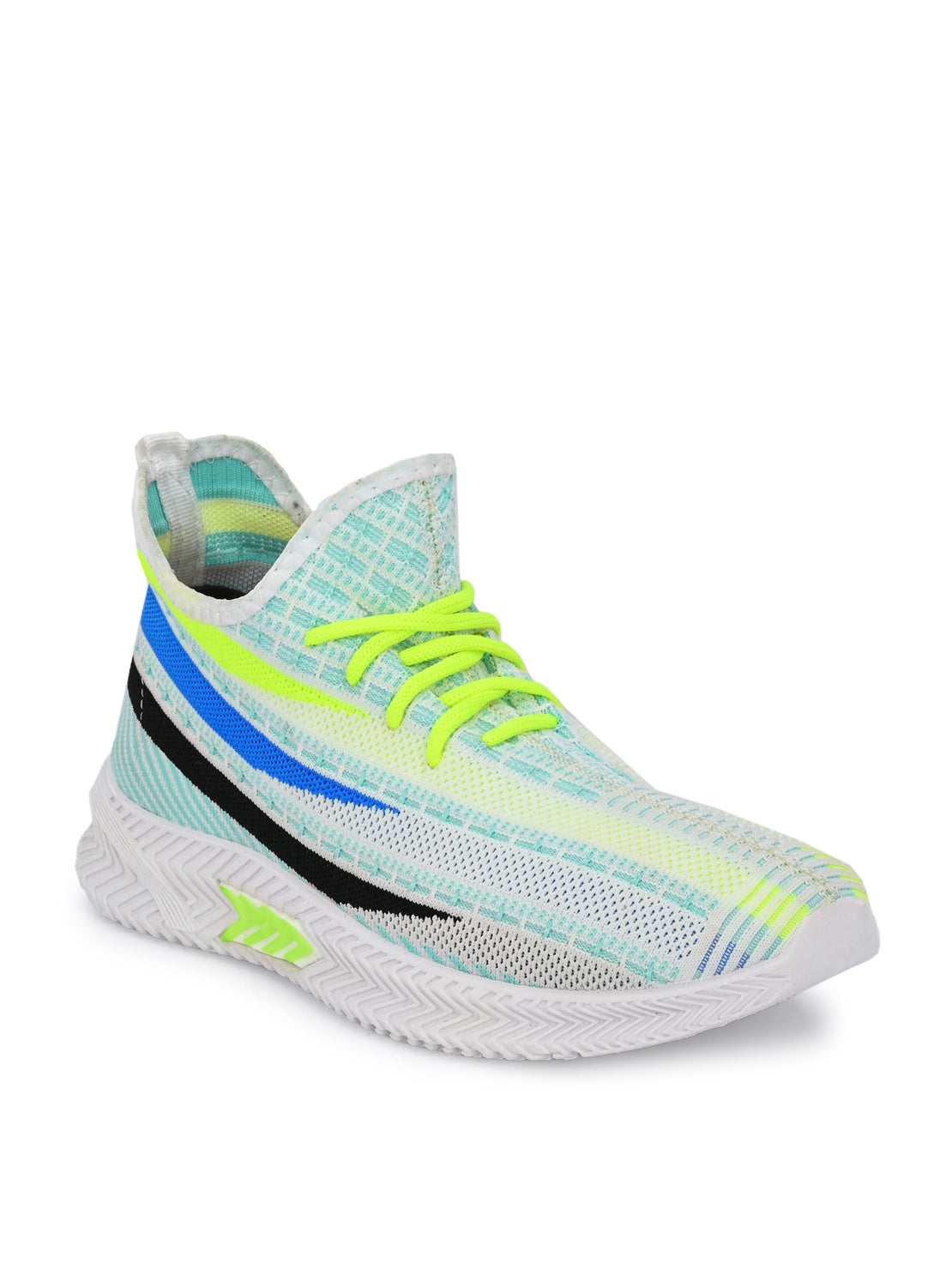 Hirolas® Men's White Knitted Running/Walking/Gym Lace Up Sport Shoes (HRL2037WHT)