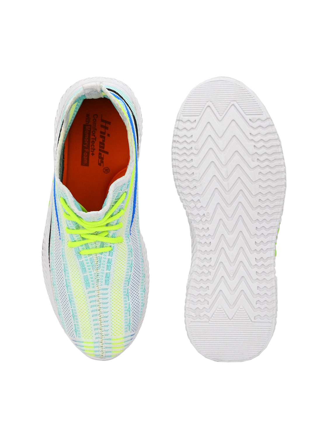 Hirolas® Men's White Knitted Running/Walking/Gym Lace Up Sport Shoes (HRL2037WHT)