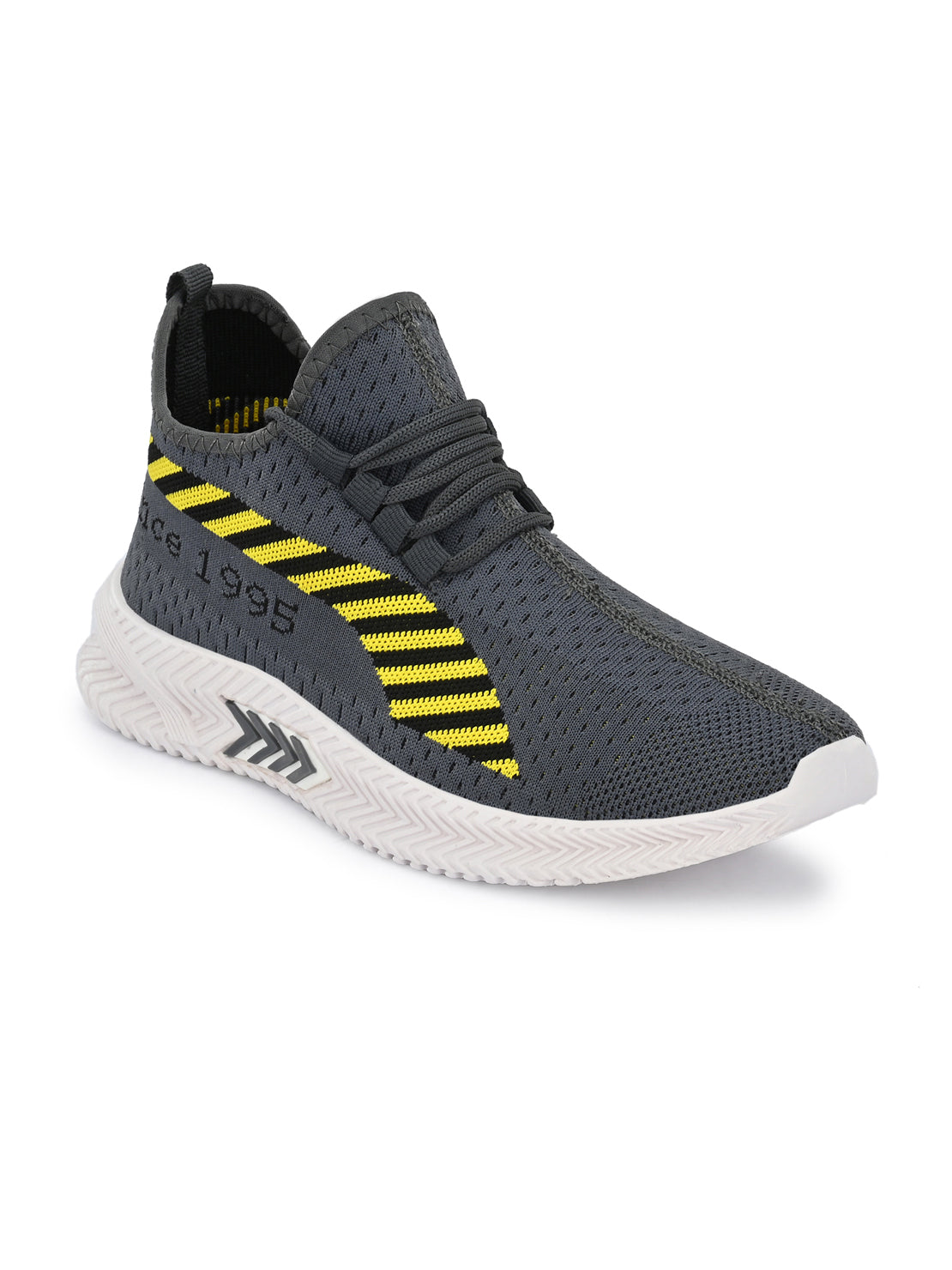 Hirolas® Men's Grey Knitted Running/Walking/Gym Lace Up Sport Shoes (HRL2038GRY)