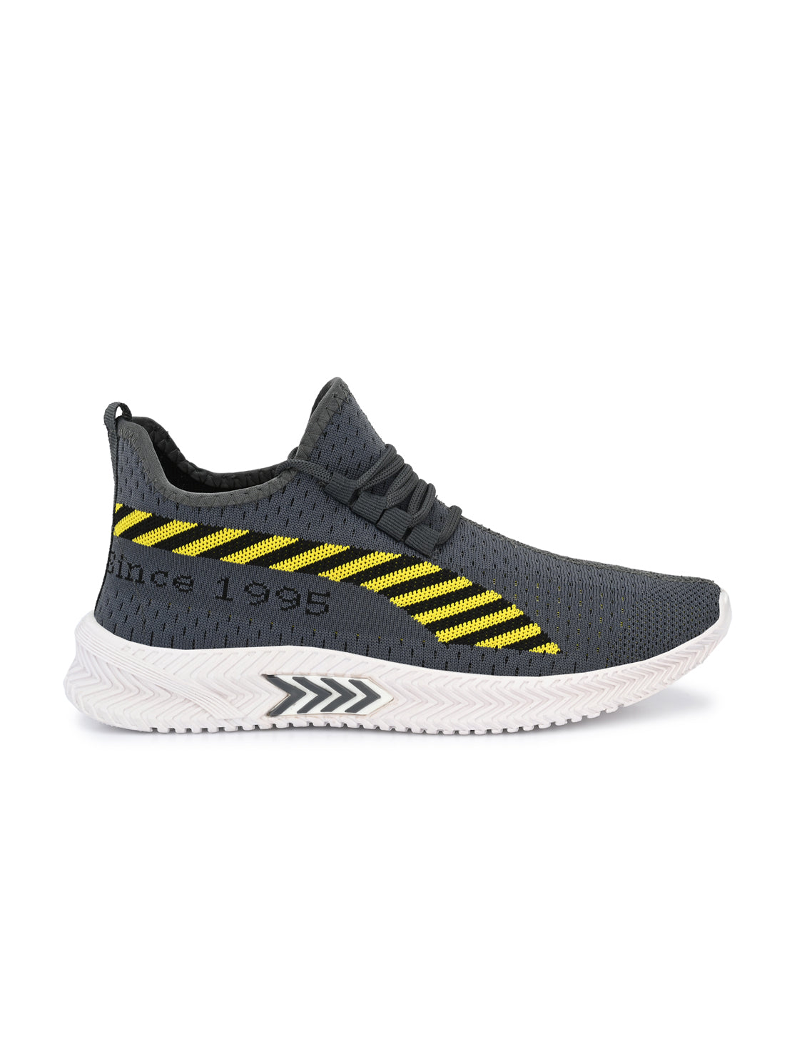 Hirolas® Men's Grey Knitted Running/Walking/Gym Lace Up Sport Shoes (HRL2038GRY)