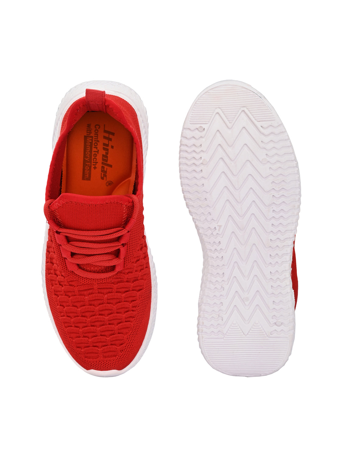 Hirolas® Men's Red Knitted Running/Walking/Gym Lace Up Sport Shoes (HRL2040RED)