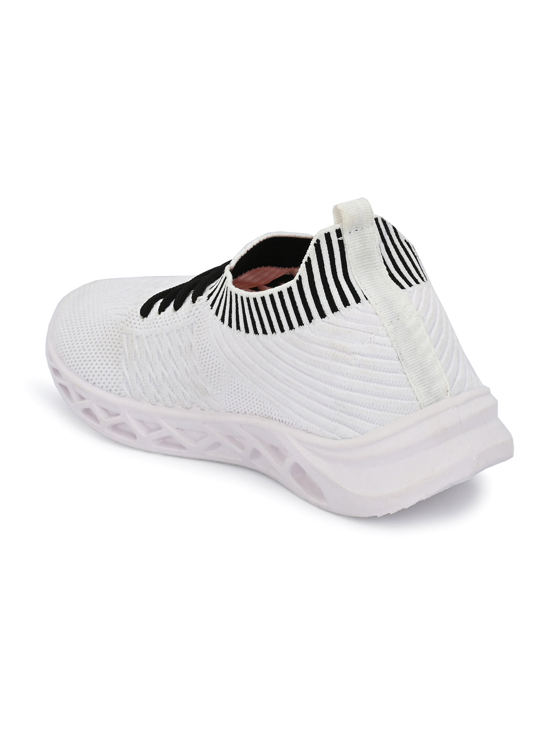 Hirolas® Men's White Knitted Running/Walking/Gym Lace Up Sport Shoes (HRL2043WHT)