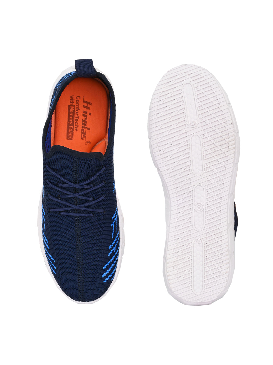 Hirolas® Men's Blue Knitted Running/Walking/Gym Lace Up Sport Shoes (HRL2049BLU)