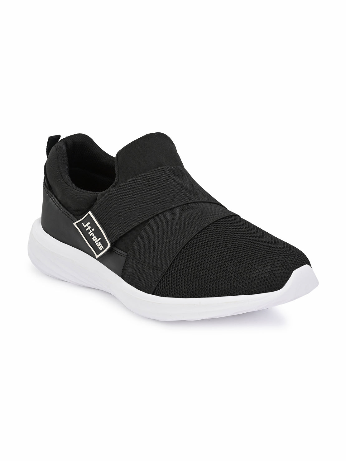 Hirolas® Men's Black Mesh Running/Walking/Gym Slip On Sport Shoes (HRL2058BLK)