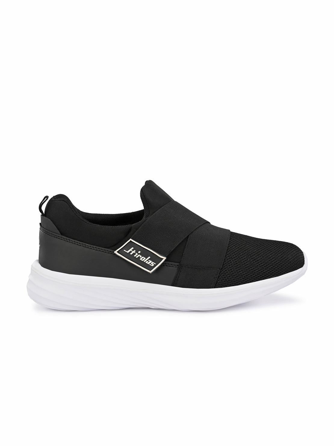 Hirolas® Men's Black Mesh Running/Walking/Gym Slip On Sport Shoes (HRL2058BLK)