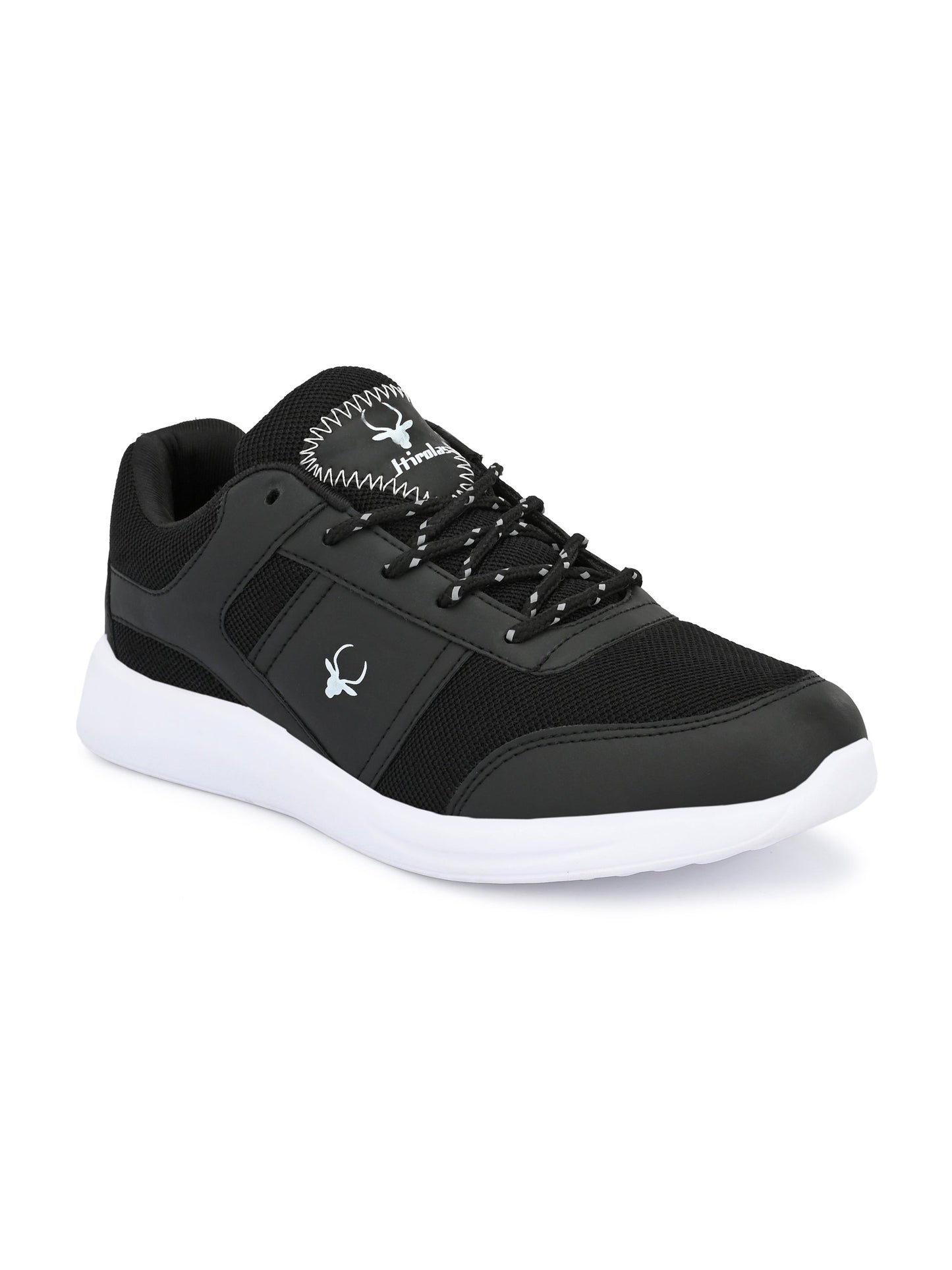 Hirolas® Men's Black Synthetic Leather Lace Up Walking Sport Shoes (HRL2075BLK)