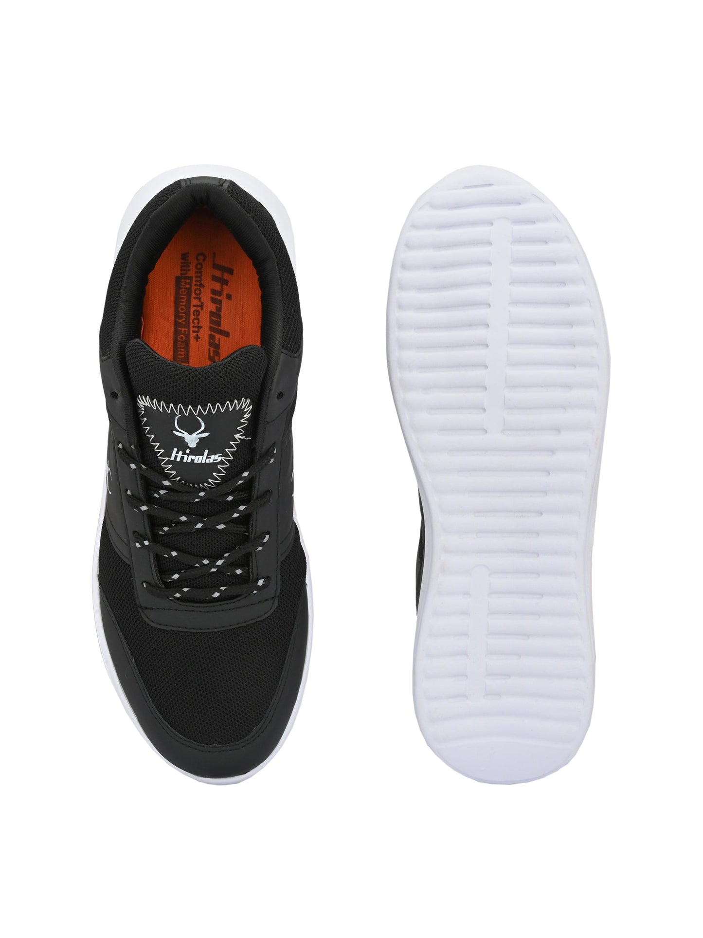Hirolas® Men's Black Synthetic Leather Lace Up Walking Sport Shoes (HRL2075BLK)