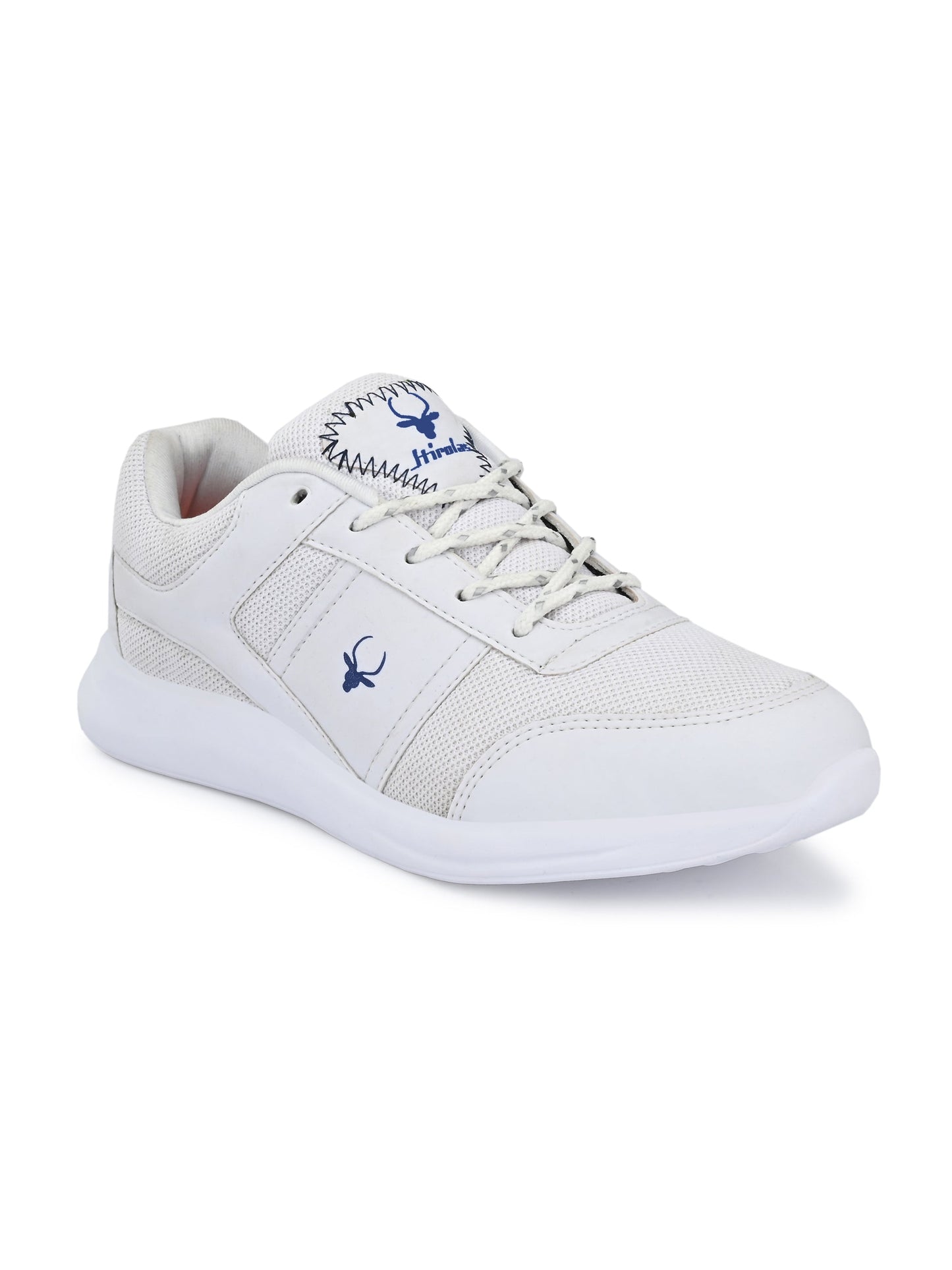 Hirolas® Men's White Synthetic Leather Lace Up Walking Sports Shoes (HRL2075WHT)