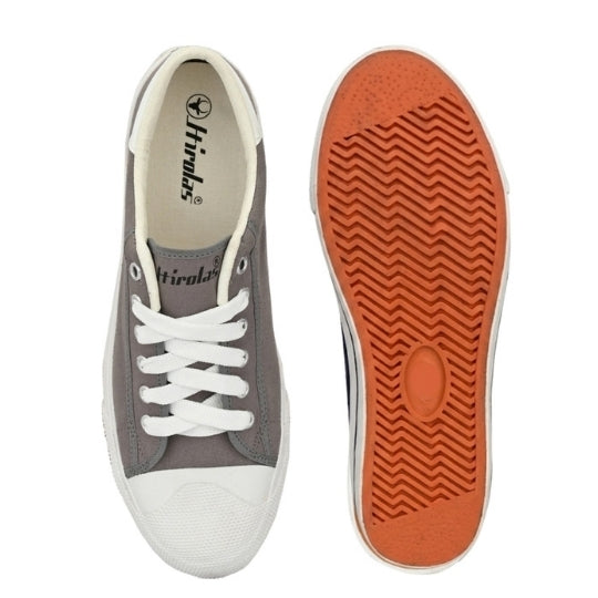 Hirolas Men's Grey Canvas Vulcansied Skateboard Lace Up Sneaker Shoes (HRL2076GRY)