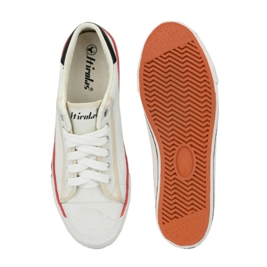 Hirolas Men's White Canvas Vulcansied Skateboard Lace Up Sneaker Shoes (HRL2076WHT)