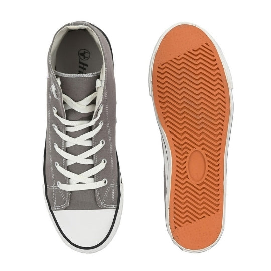Hirolas Men's Grey Canvas Vulcansied Skateboard Lace Up Ankle Length Sneaker Shoes (HRL2077GRY)