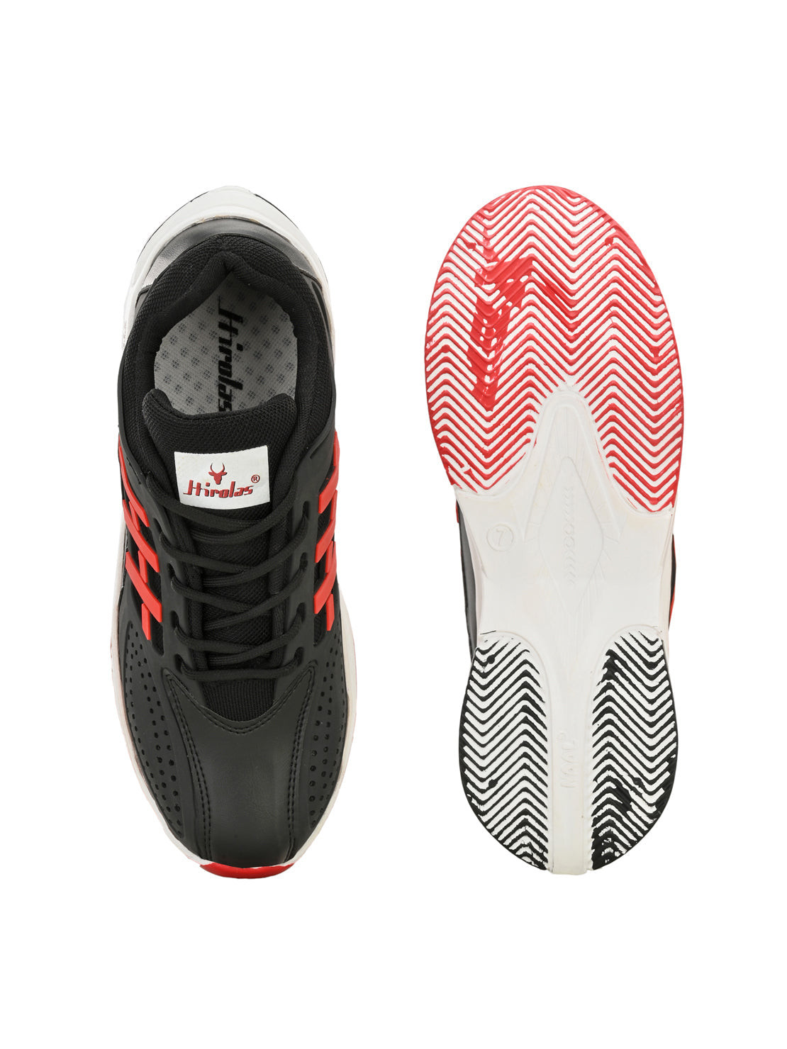 Hirolas® Men's Black/Red Velocity Max Running Lace Up Sport Shoes (HRL2078BLR)