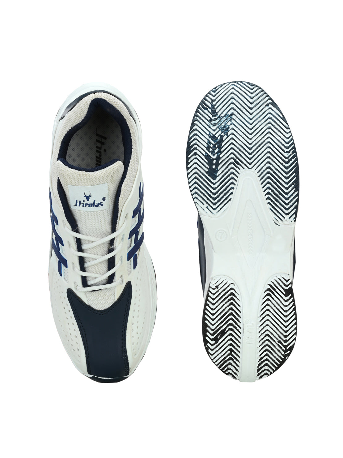 Hirolas® Men's White/Blue Velocity Max Running Lace Up Sport Shoes (HRL2078GRB)