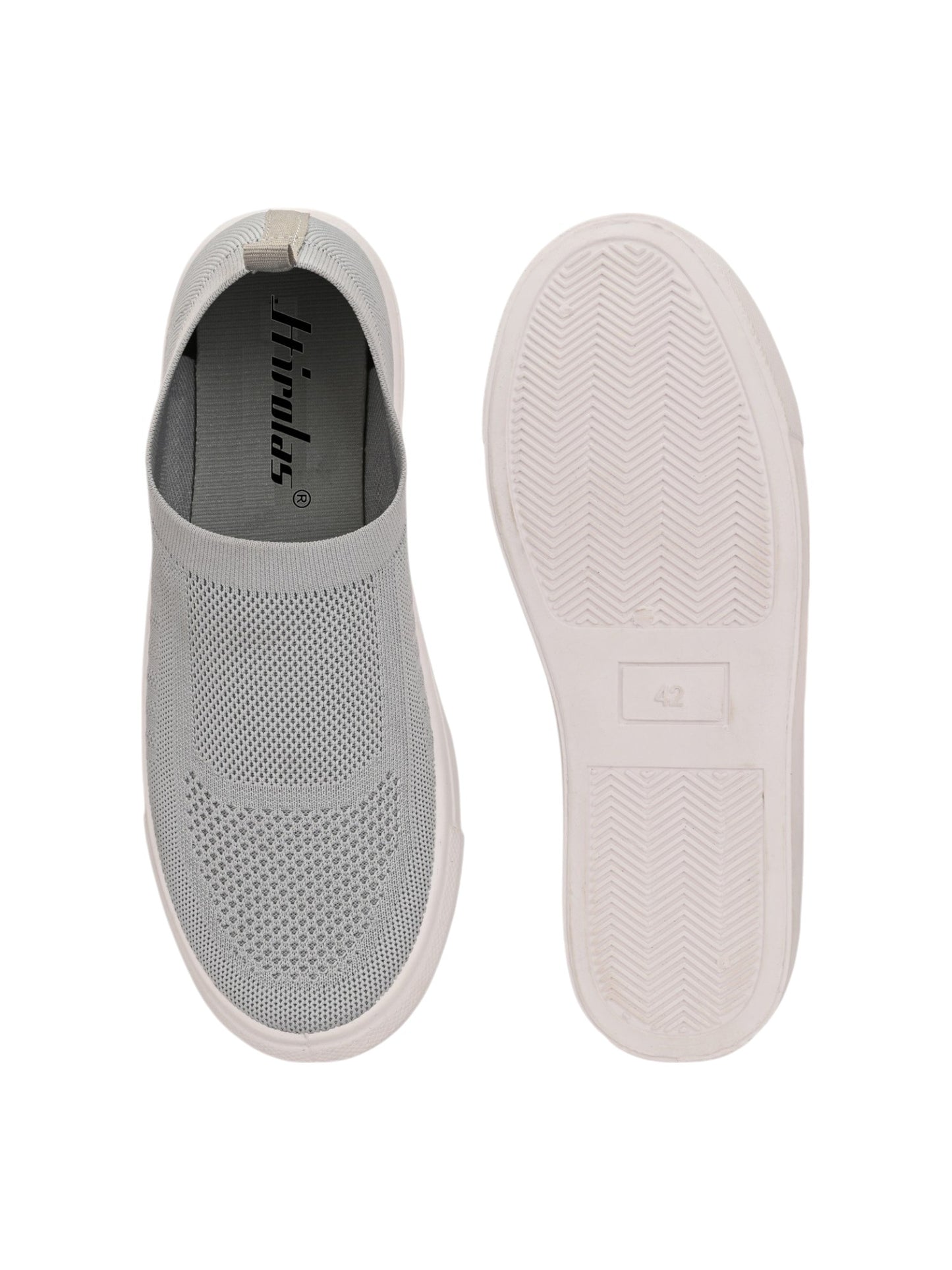 Hirolas® Men's Casual Knitted Slip-On Sneaker - Light Grey -HRL2083LGY