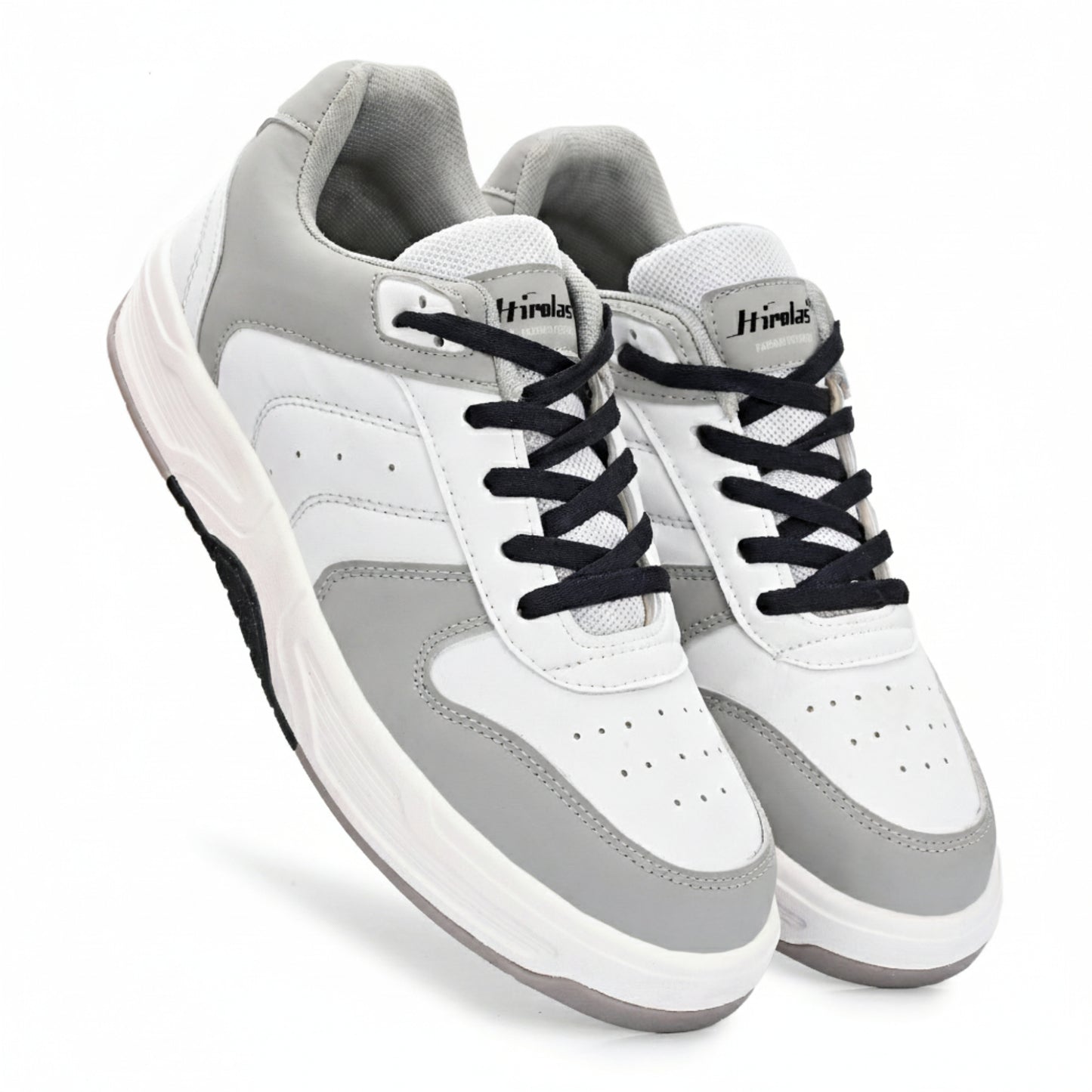 Hirolas Men's Grey & White Casual Sneaker Comfortable Daily Wear Shoes with Cushioned Insole & Durable Sole HRL2084GRY