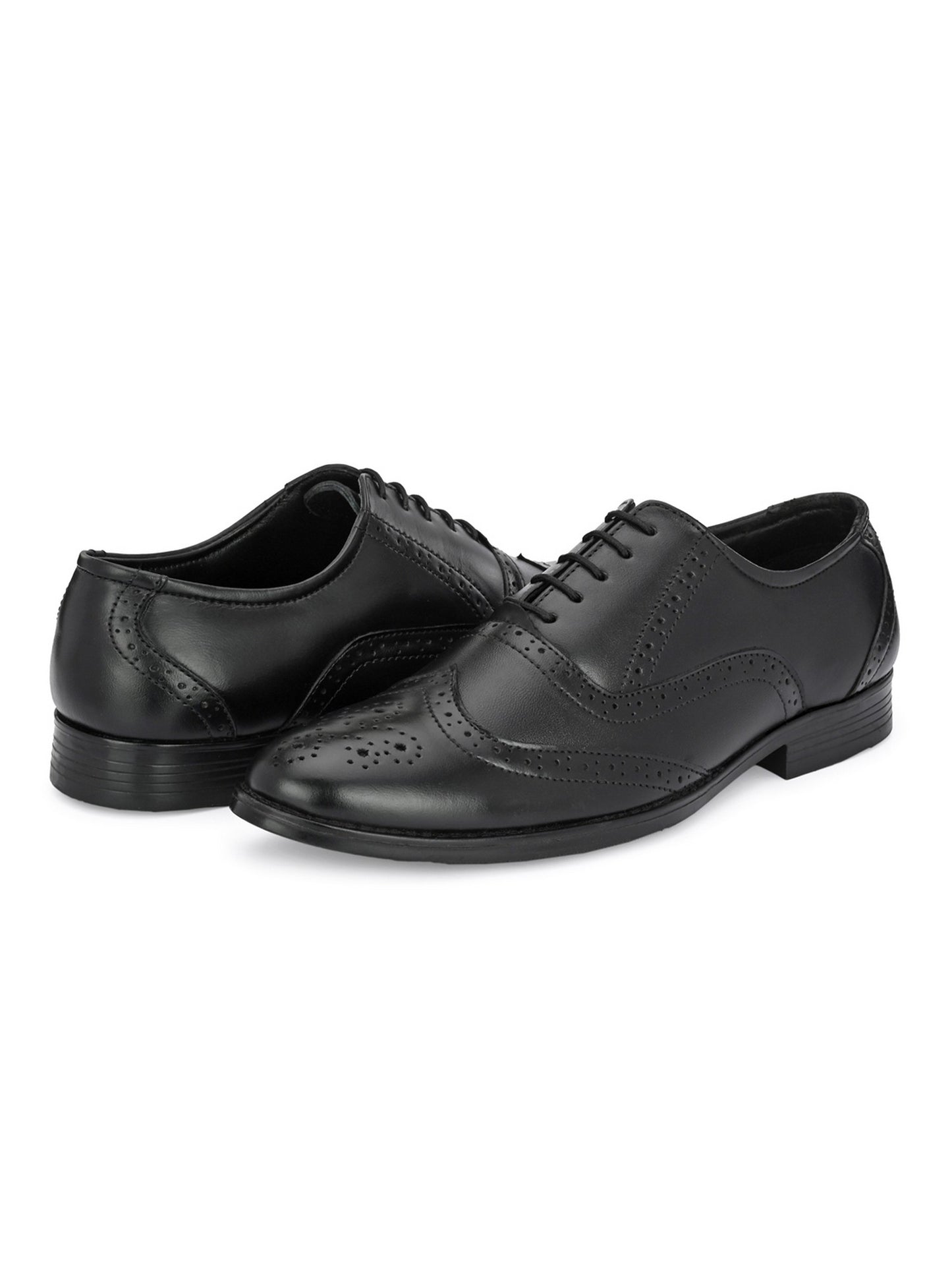 Hirolas Men's Executive Genuine Leather Black Brogue Formal Shoes