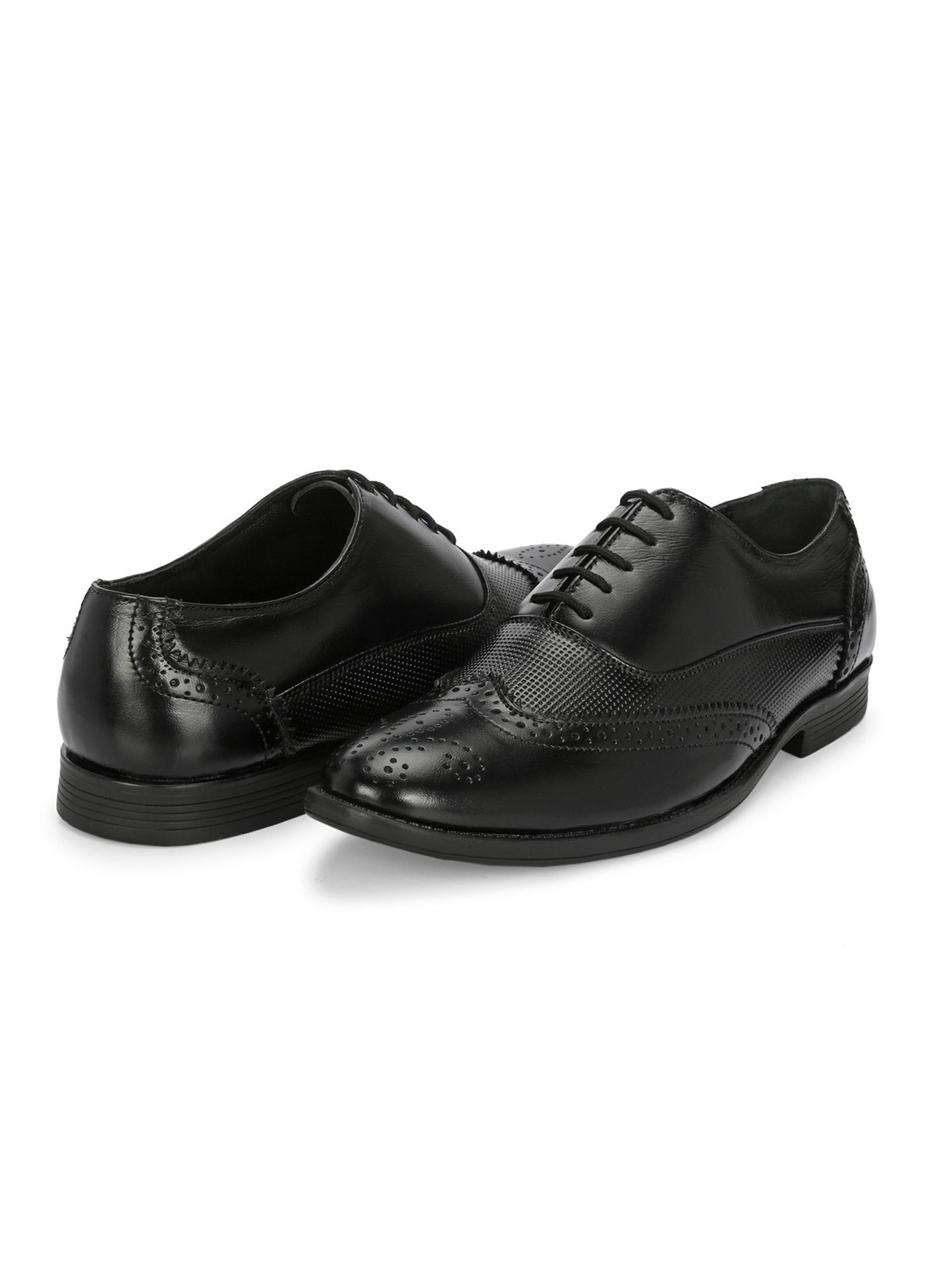 Hirolas Men's Executive Black Genuine Leather Brogue Formal Shoes