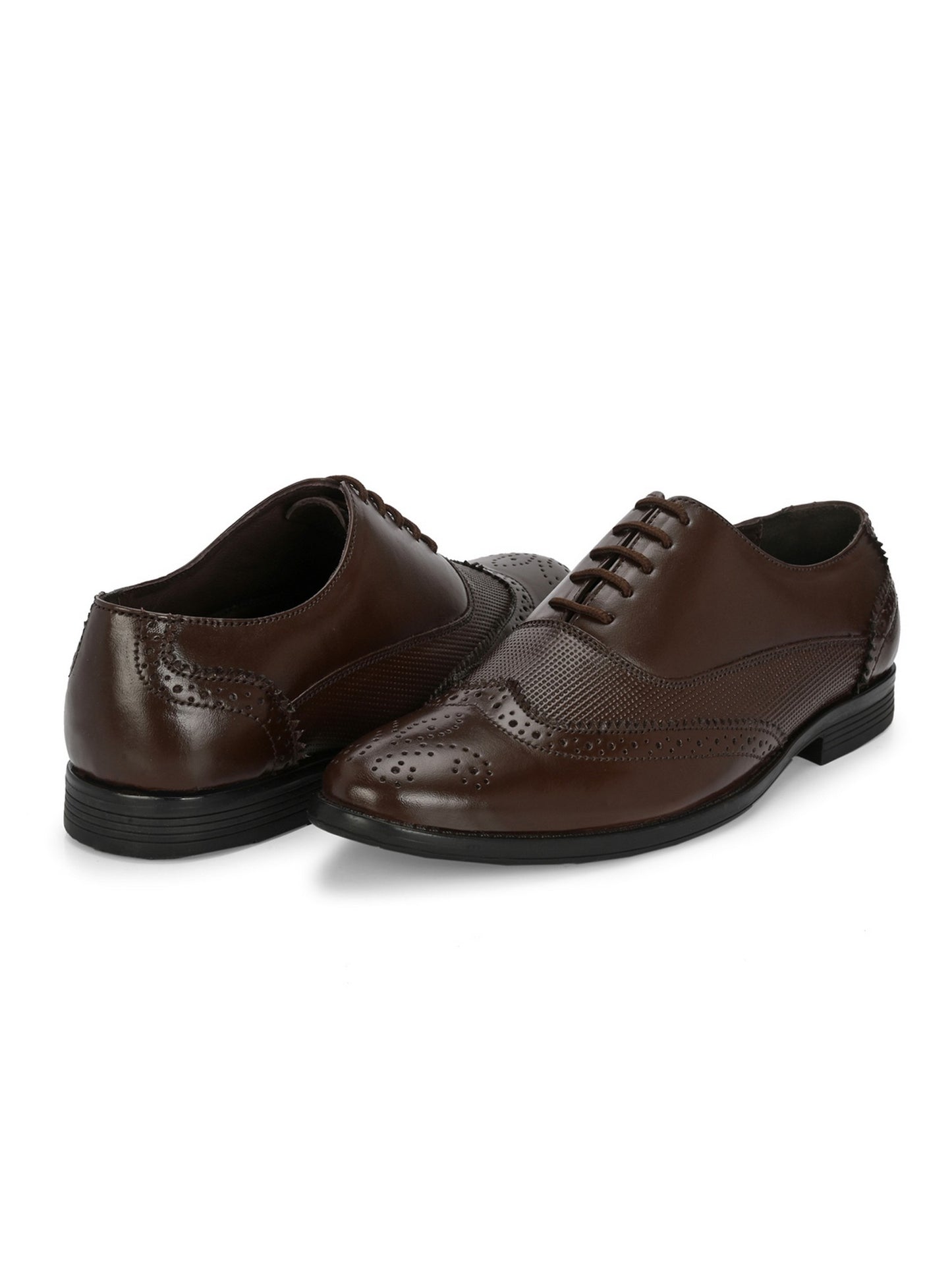 Hirolas Men's Executive Brown Genuine Leather Brogue Formal Shoes