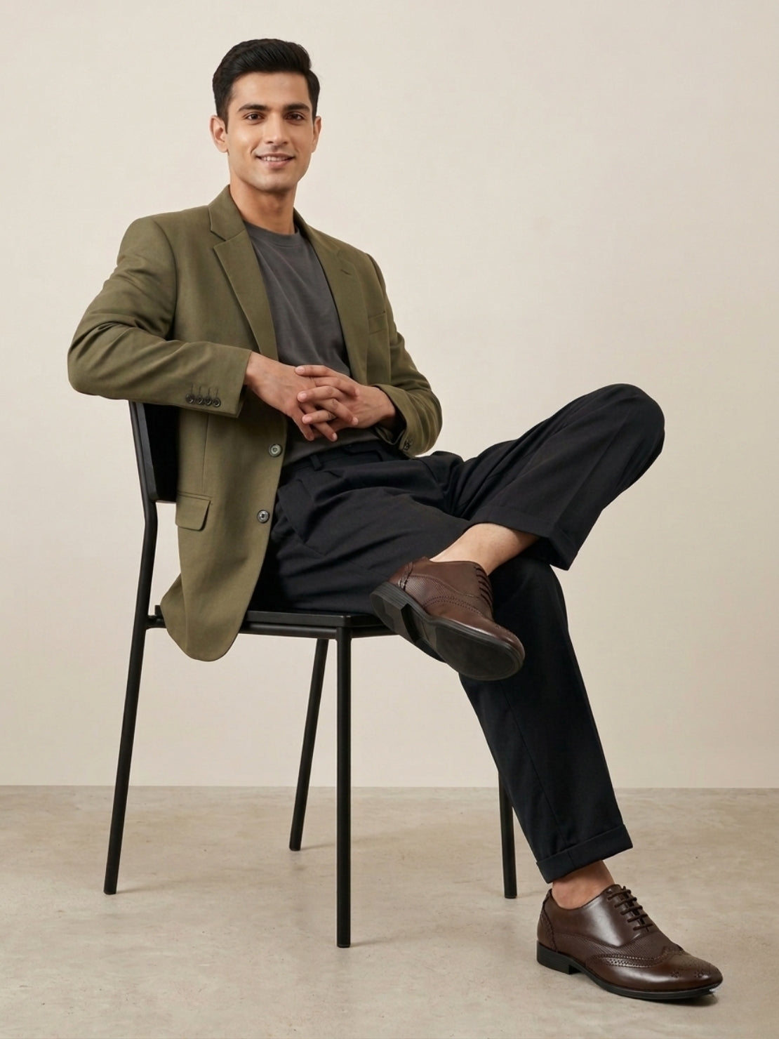 Hirolas Men's Executive Brown Genuine Leather Brogue Formal Shoes