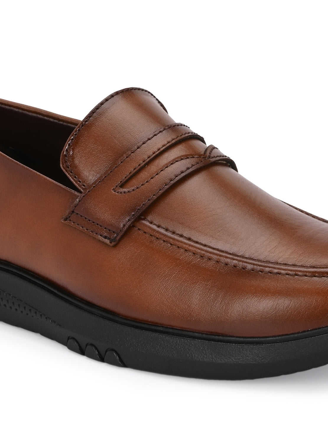 Hirolas Men's Tan Penny Loafer Slip-on Formal Shoes