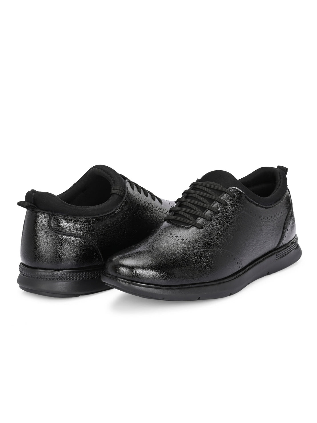 Hirolas Men's FeatherWalk Lightweight Black Brogue Semi Formal Shoes Lace-Up Business Casual Wear