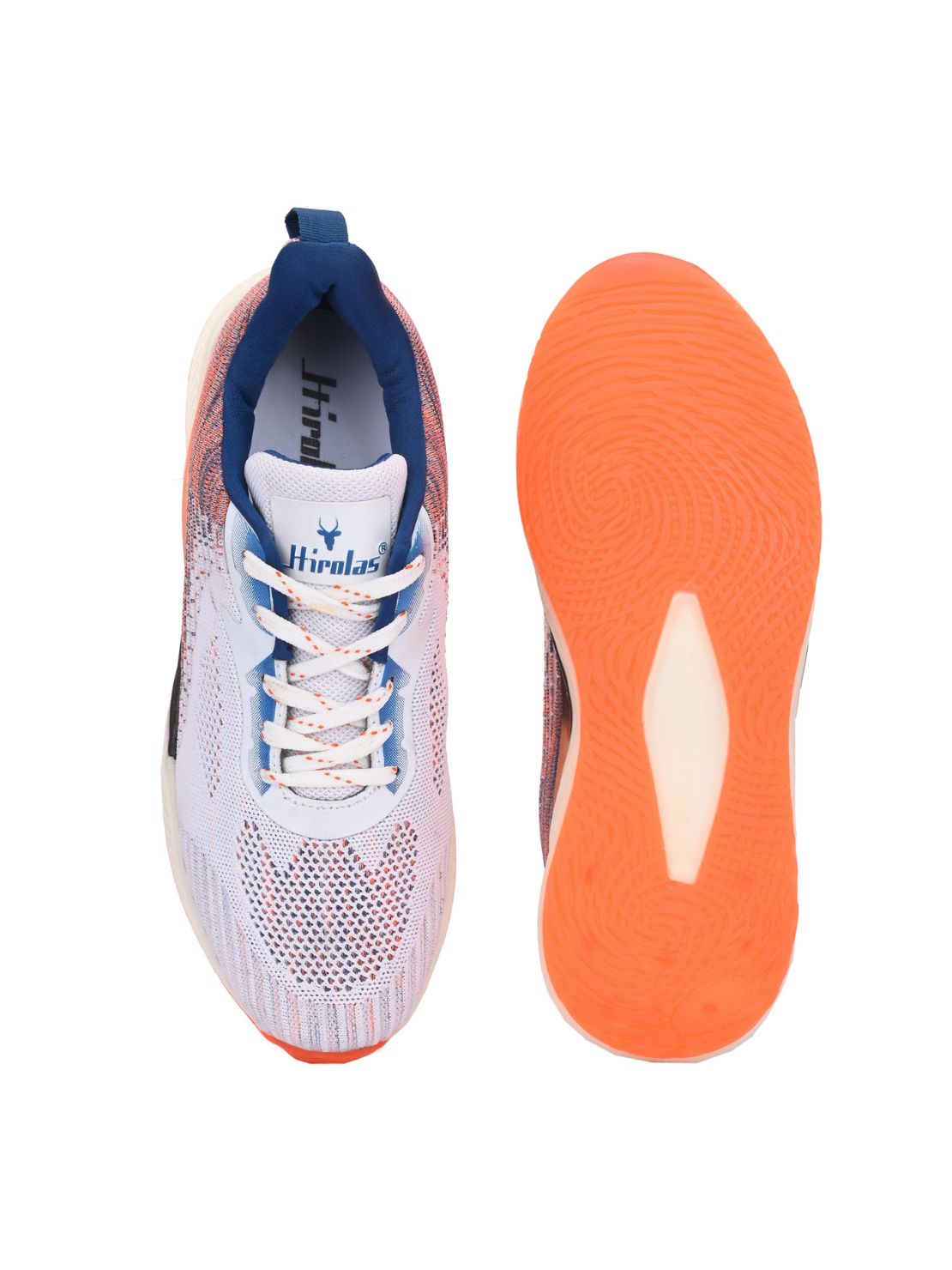 Hirolas® Men's Cloudwalk Knitted Sports Running Sport Shoes - White/Orange HRLMP11WOG