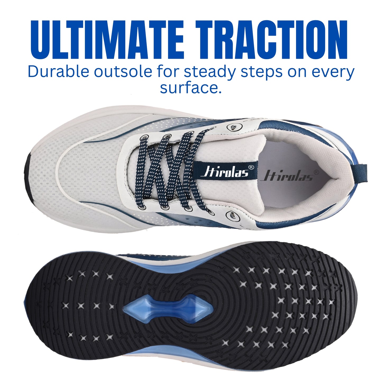 Hirolas Men's AirBlaze Mesh Running Sport Shoes Blue/White HRLMP13BLW
