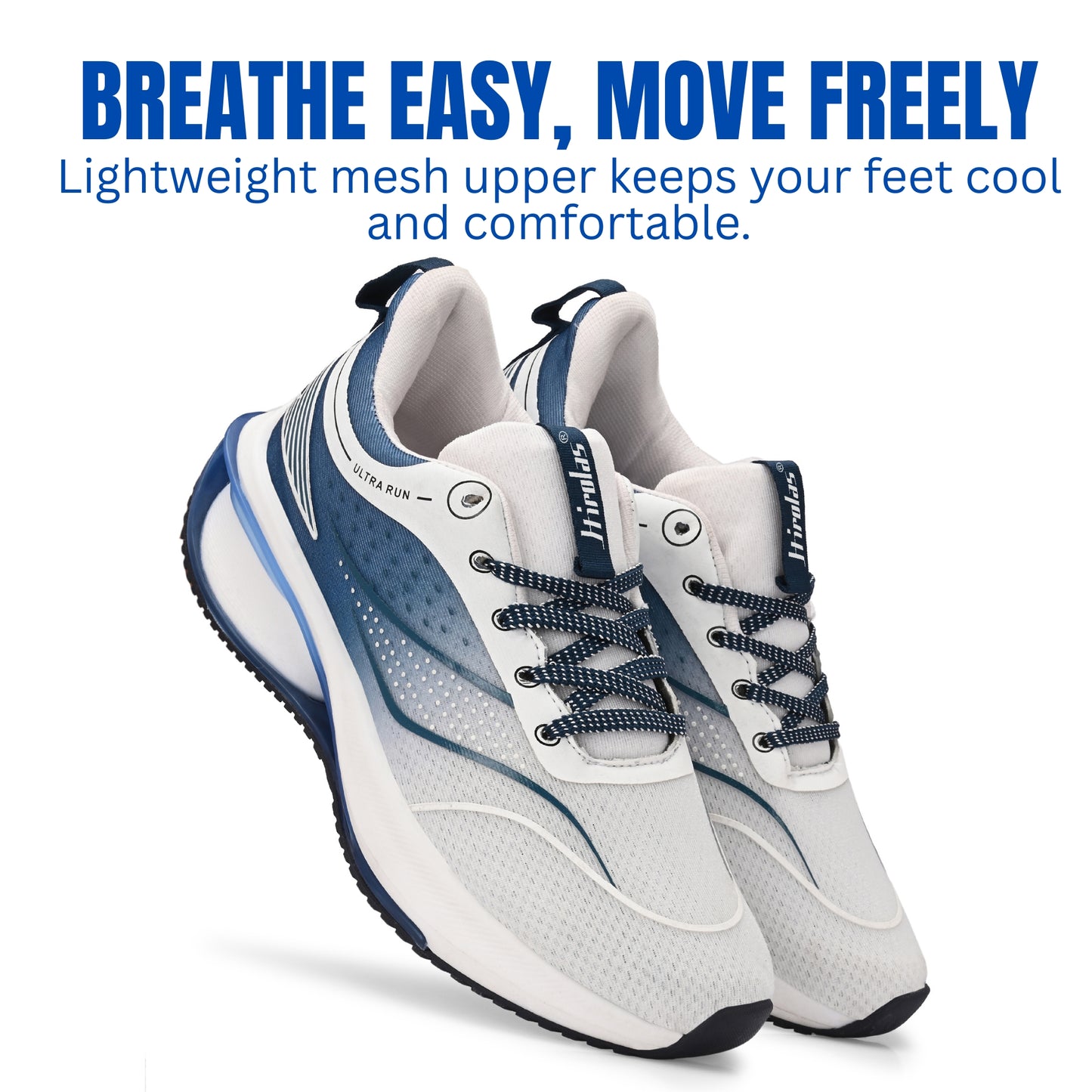 Hirolas Men's AirBlaze Mesh Running Sport Shoes Blue/White HRLMP13BLW