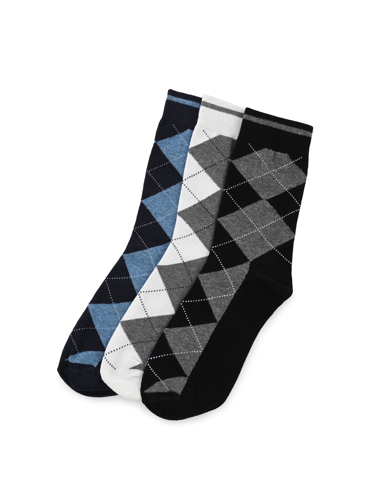 Hirolas Cotton Anti-Odour Breathable Antibacterial business Formal/office wear Crew full length Socks for Men (Free Size) | Made with 100% Combed Cotton and Spandex (Navy, Black, White) - Pack of 3 socks