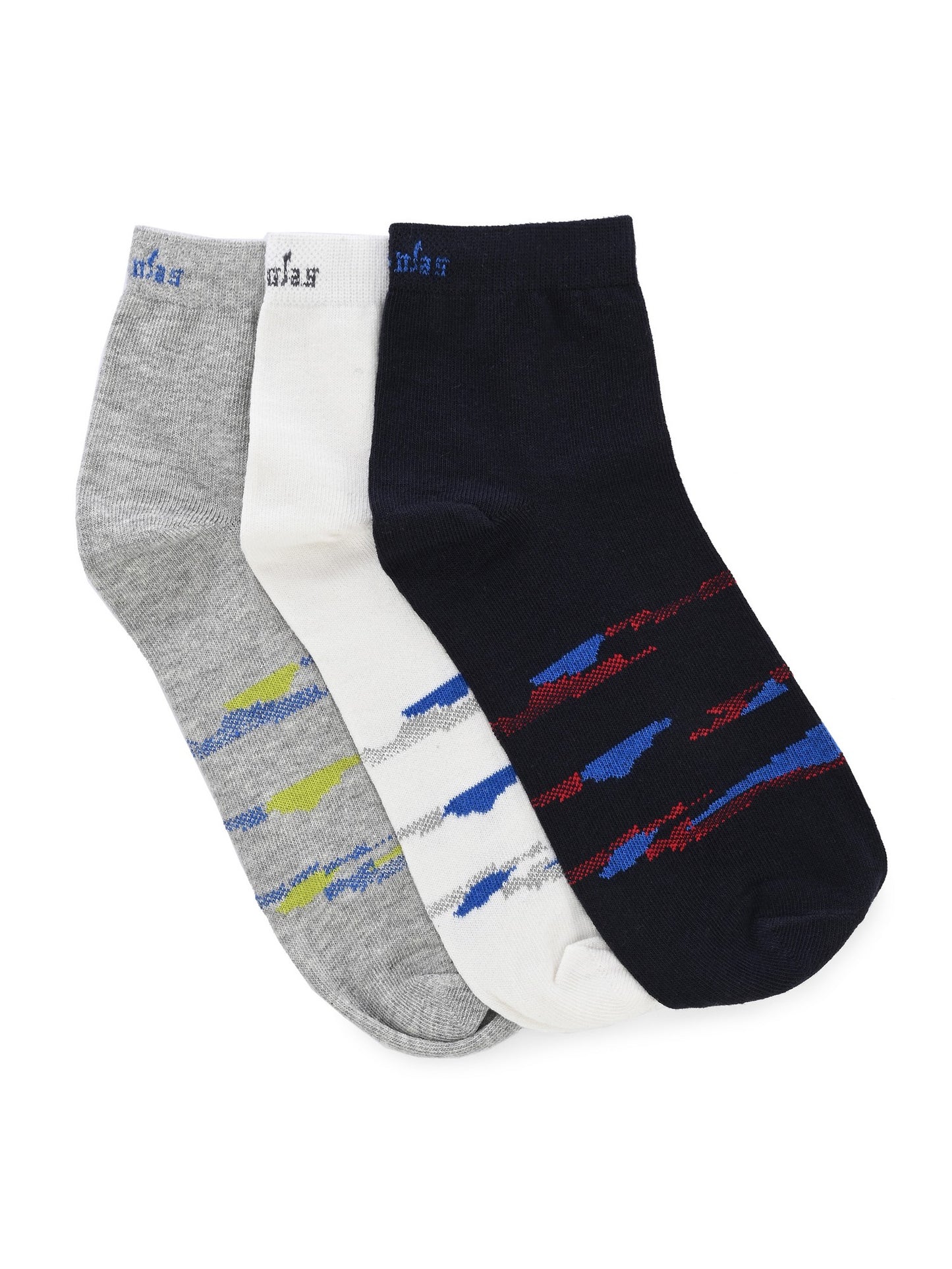 Hirolas Cotton Anti-Odour Breathable Antibacterial cushioned Gym, Sports, Running Ankle length Socks for Men (Free Size) | Made with 100% Combed Cotton and Spandex (Navy, Light Grey, White) - Pack of 3 socks