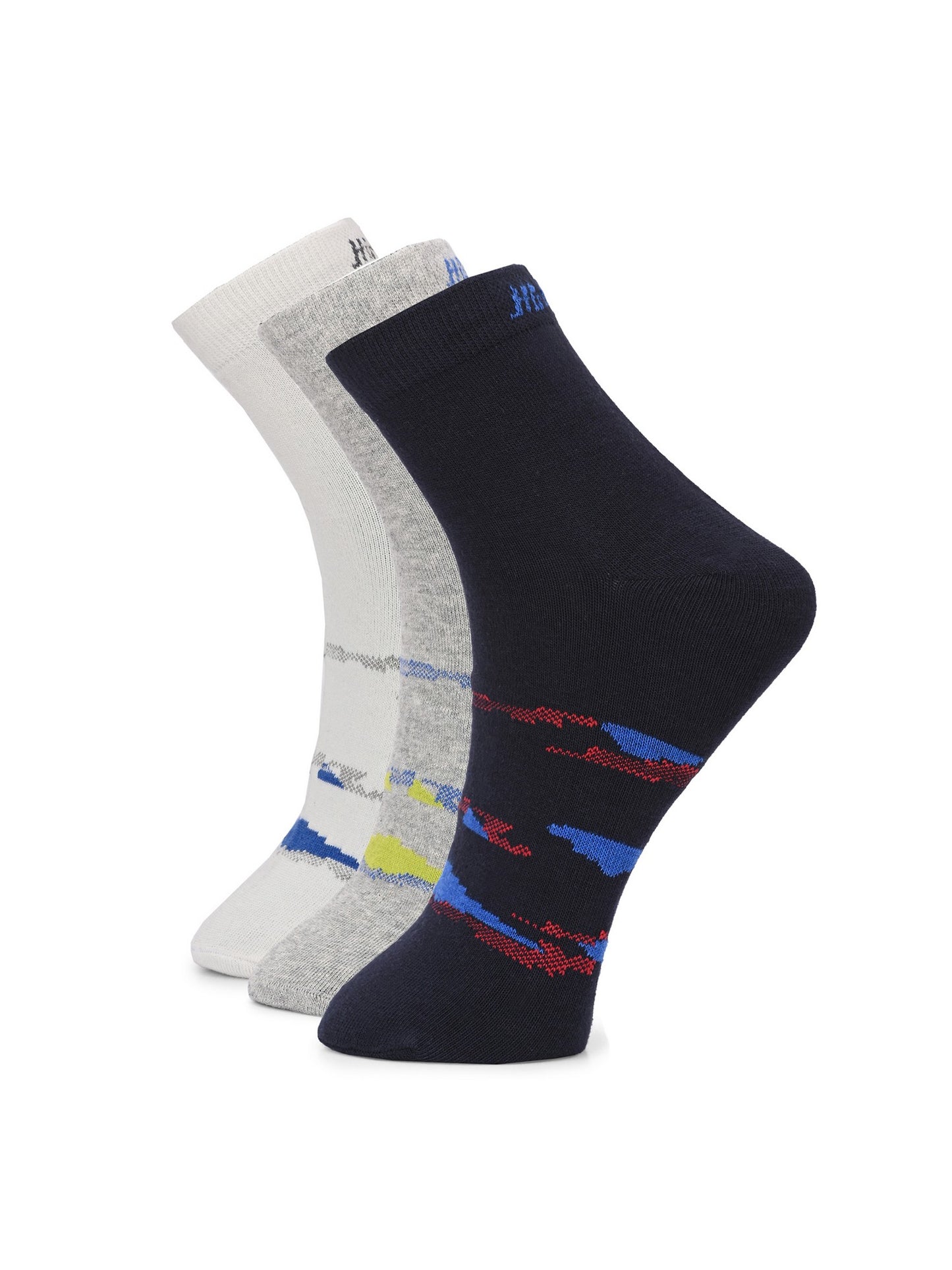 Hirolas Cotton Anti-Odour Breathable Antibacterial cushioned Gym, Sports, Running Ankle length Socks for Men (Free Size) | Made with 100% Combed Cotton and Spandex (Navy, Light Grey, White) - Pack of 3 socks