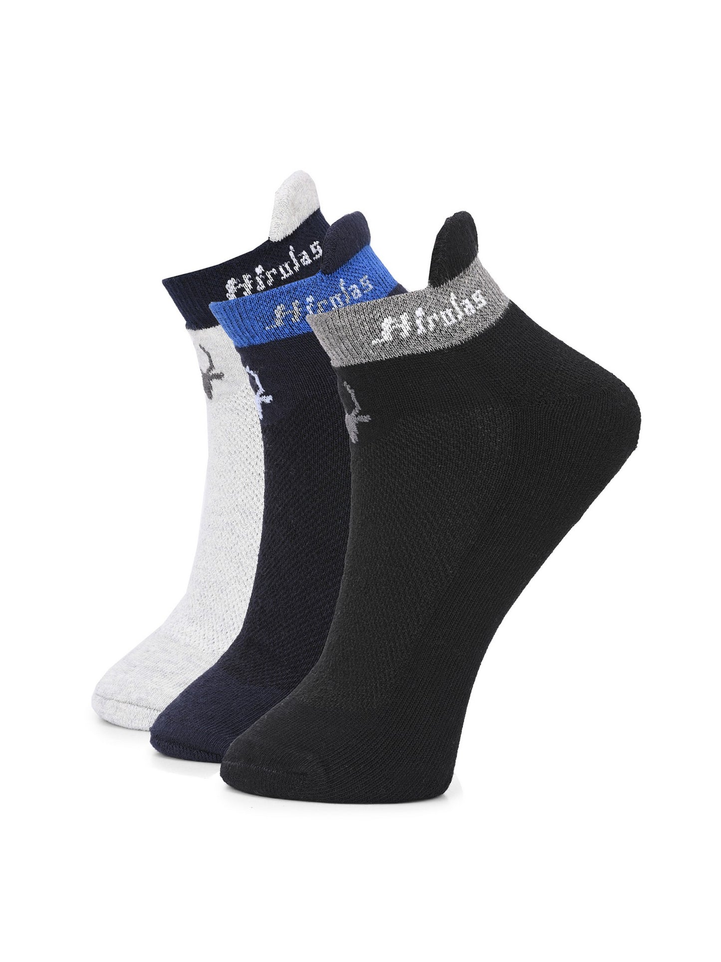 Hirolas thick cotton Half Terry cushioned Anti-Odour Breathable Antibacterial Gym, Running, Performance Athletic Running Ankle length Sports Socks for Men (Free Size) | Made with 100% Combed Cotton and Spandex (Black, Navy, White) - Pack of 3 socks