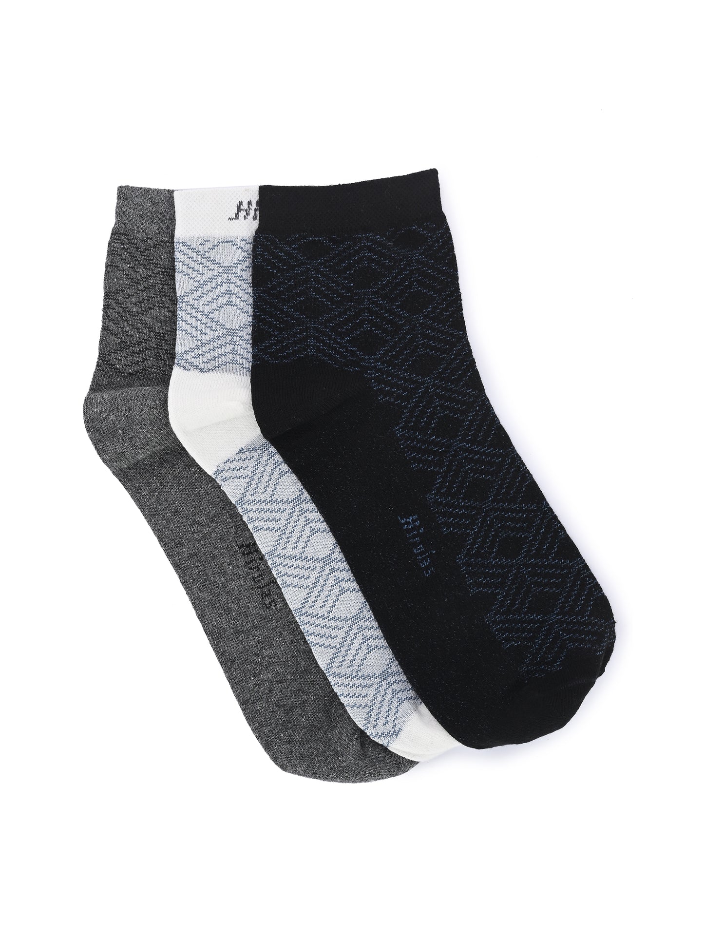 Hirolas Cotton Anti-Odour Breathable Antibacterial cushioned Gym, Sports, Running Ankle length Socks for Men (Free Size) | Made with 100% Combed Cotton and Spandex (Black, White, Grey) - Pack of 3 socks